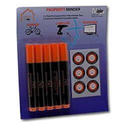 Property Minder 5 x Thick UV Pen Pack with Warning Stickers