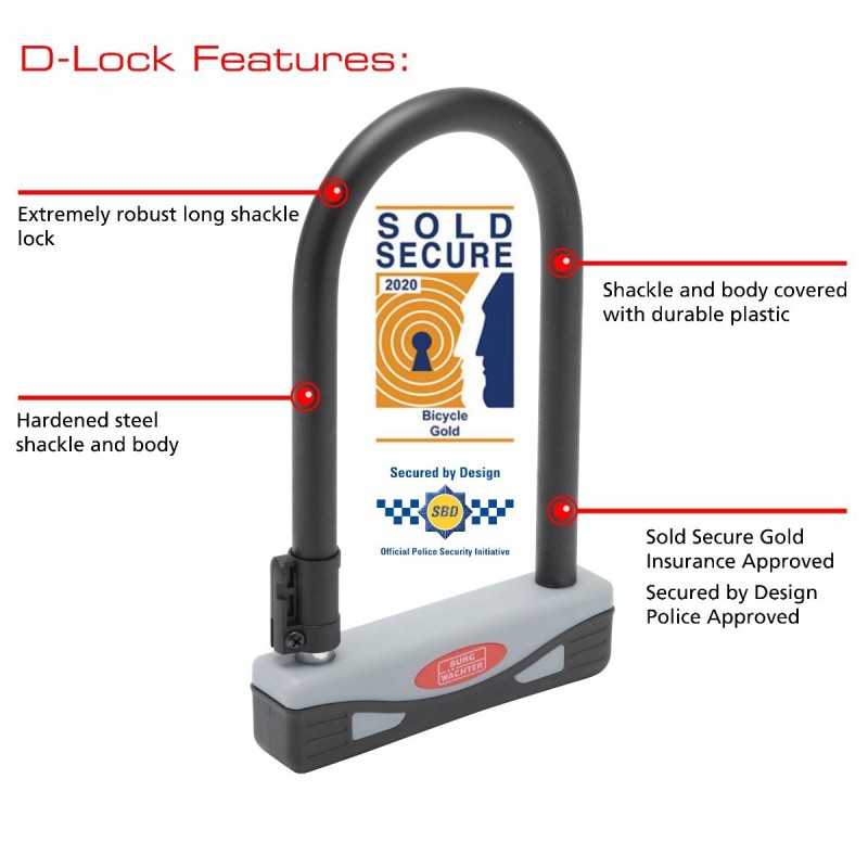 210mm BURG WACHTER Sold Secure/SBD Gold D Lock